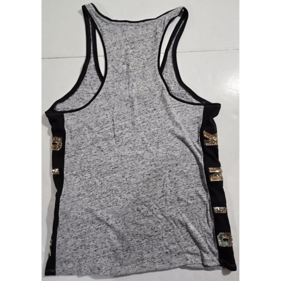 Victoria's Secret Pink Racerback Tank Top Gray with Bling Sequins Large NWT NEW - Picture 6 of 6